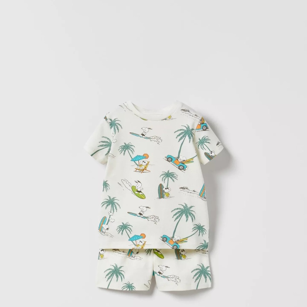 Peanuts Kids Pajama Set - White with Green and Blue Accents
